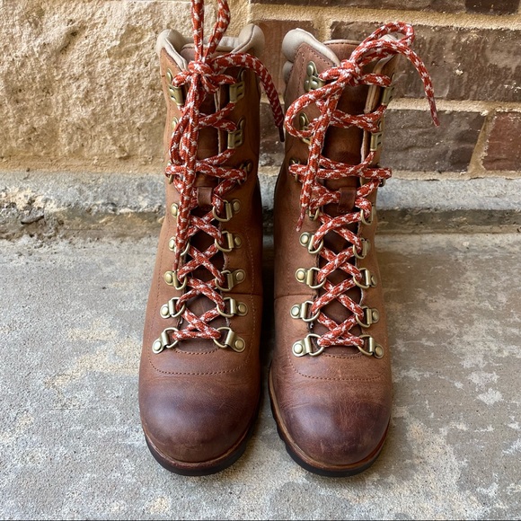 Sorel Boots Conquest Wedge Booties Brown Leather Lace Up Womens 8 - Picture 4 of 15